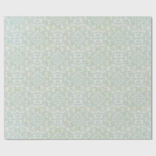 シームレスライトグリーン、イエロー&ホワイトマンダラ ラッピングペーパー (フラット)