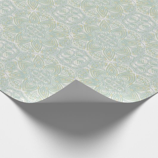 シームレスライトグリーン、イエロー&ホワイトマンダラ ラッピングペーパー (角)
