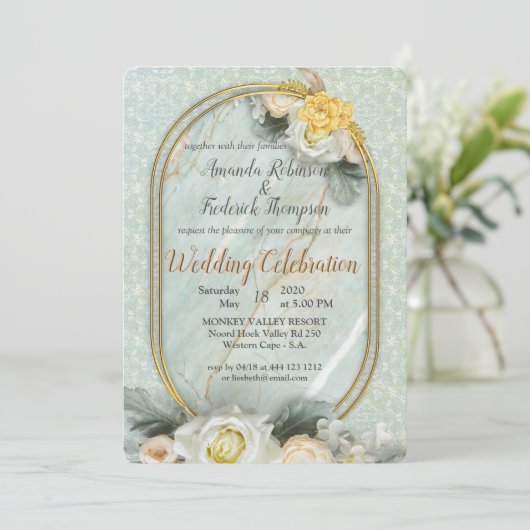 シームレスライトグリーン、イエロー&ホワイトマンダラ 招待状 (スタンド正面)