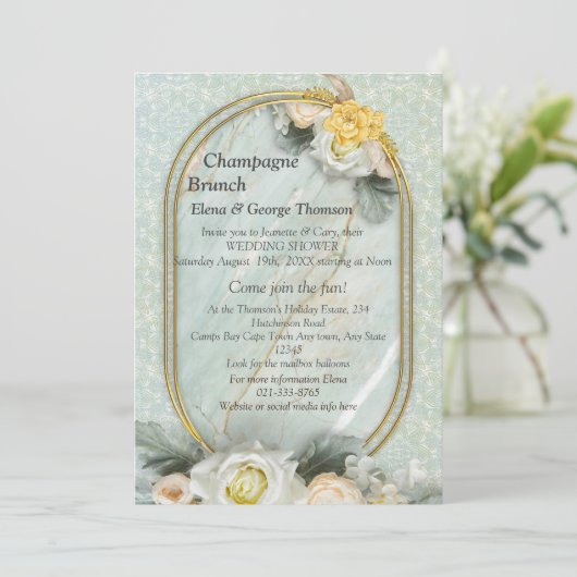 シームレスライトグリーン、イエロー&ホワイトマンダラ 招待状 (スタンド正面)