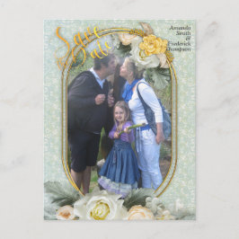 シームレスライトグリーン、イエロー&ホワイトマンダラ 案内ポストカード