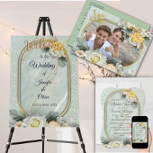 シームレスライトグリーン、イエロー&ホワイトマンダラ 案内ポストカード