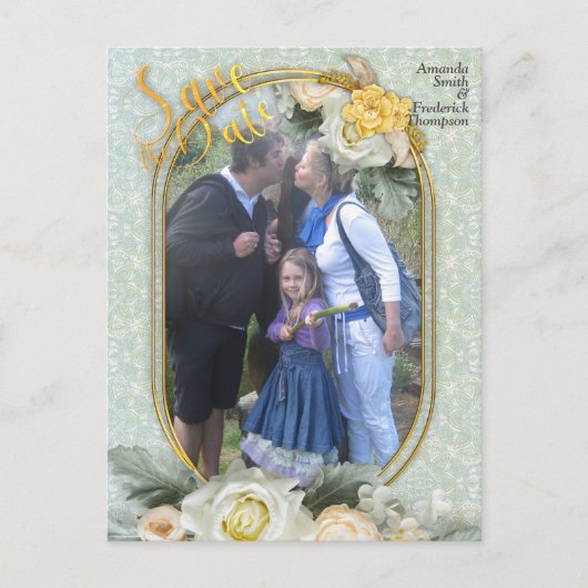 シームレスライトグリーン、イエロー&ホワイトマンダラ 案内ポストカード (正面)