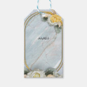 シームレスライトブルー、ピンク&ホワイトマンダラ ギフトタグ (正面)