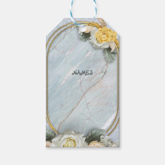 シームレスライトブルー、ピンク&ホワイトマンダラ ギフトタグ (正面)