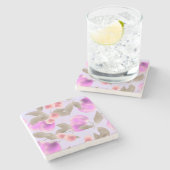 シームレスライトプラムフルーツ紫の果実さくらんぼp ストーンコースター (横)