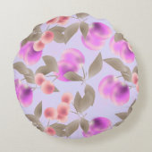 シームレスライトプラムフルーツ紫の果実さくらんぼp ラウンドクッション (裏面)