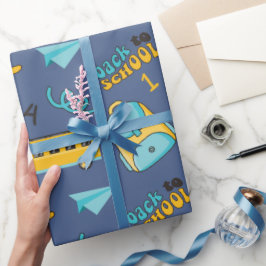 シームレスラッピング紙：スクールバス、バッグ、飛行機 ラッピングペーパー