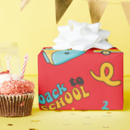 シームレスラッピング紙：ナンバーズとスクールバス ラッピングペーパー