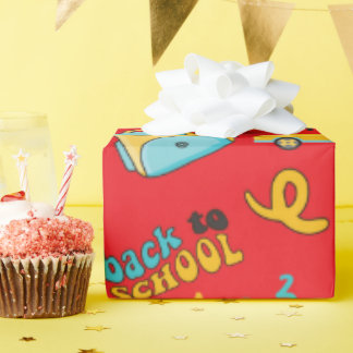 シームレスラッピング紙：ナンバーズとスクールバス ラッピングペーパー