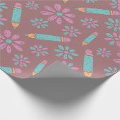 シームレスラッピング紙：学校花鉛筆の喜び ラッピングペーパー (角)