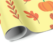 シームレスラッピング紙：居心地の良い秋カボチャの葉 ラッピングペーパー (ロールコーナー)