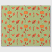 シームレスラッピング紙:紅葉とカボチャ ラッピングペーパー (フラット)