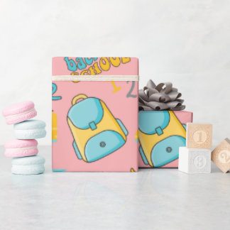 シームレスラッピング紙:紙飛行機学校バッグ ラッピングペーパー