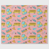 シームレスラッピング紙:紙飛行機学校バッグ ラッピングペーパー (フラット)