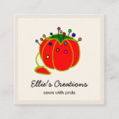 シームレスレッドピンクッションシームストレス スクエア名刺 (正面)