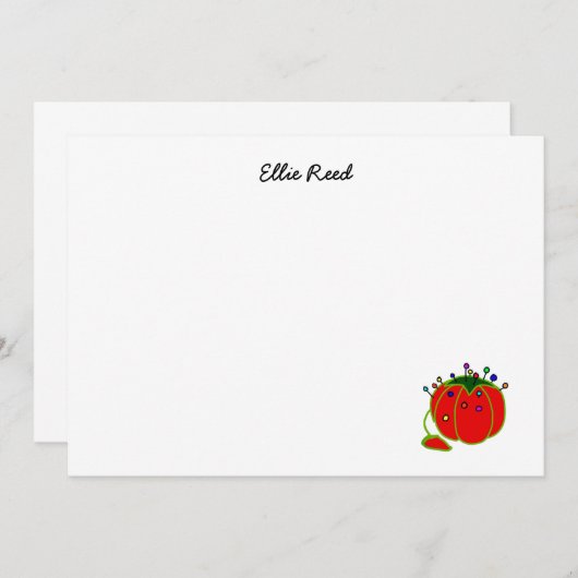 シームレスレッドピンクッションシームストレス ノートカード (正面/裏面)