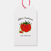 シームレスレッドピンクッションシームレスクラシックルーン ギフトタグ (裏面)