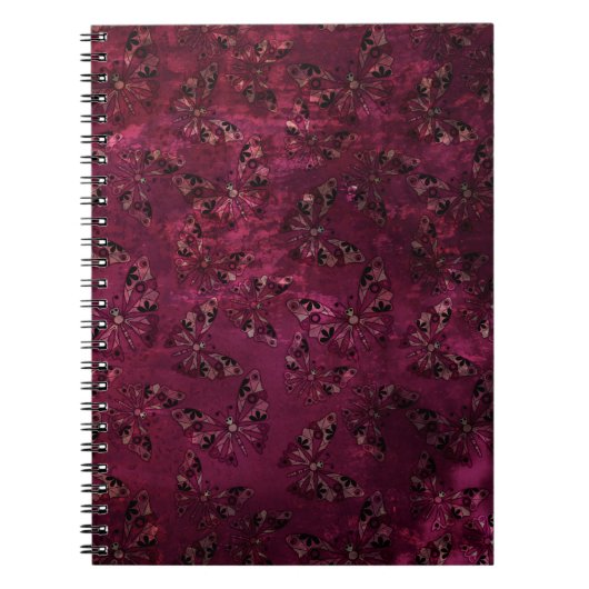 シームレスレトロビンテージ子供抽象バタフライ柄 ノートブック (正面)