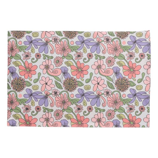 シームレスレトロフローラルパターンボホ 枕カバー (裏面)