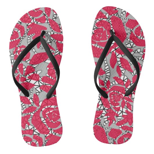 シームレスレースバラロマンチックなレトロヴィンテージレッドラック ビーチサンダル (ソール)