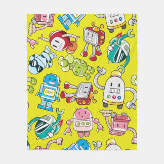 シームレスロボットパターン フリースブランケット
