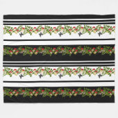 シームレスロワンベリ葉ー蝶のパターンbotan フリースブランケット (正面(横))