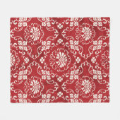 シームレスヴィンテージレ中国のッド背景植物学 フリースブランケット (正面(横))