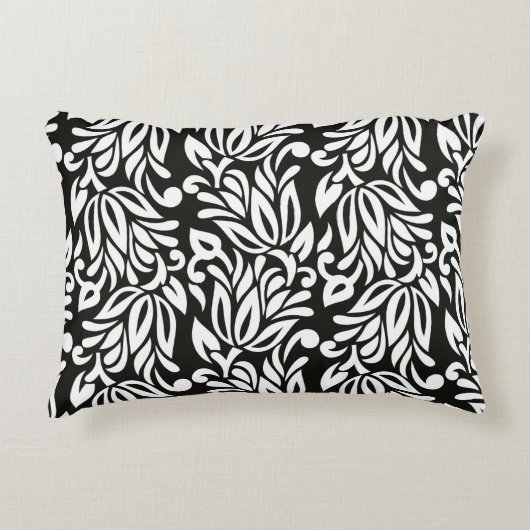 シームレスヴィンテージ白黒の繊維フローラPA アクセントクッション (正面)