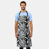 シームレスヴィンテージ白黒の繊維フローラPA エプロン (着用した状態)