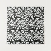 シームレスヴィンテージ白黒の繊維フローラPA タペストリー (正面(横))