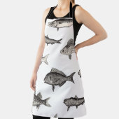 シームレスヴィンテージ魚のパターン,魚,パターン エプロン (インサイチュ)
