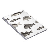 シームレスヴィンテージ魚のパターン,魚,パターン ノートブック (右側)