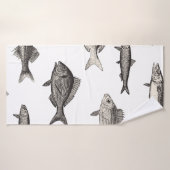 シームレスヴィンテージ魚のパターン,魚,パターン バスタオル (バスタオル)