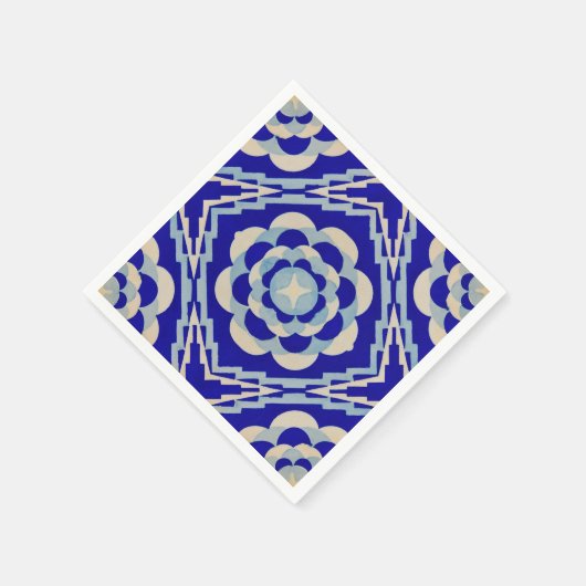 シームレス万華鏡のように千変万化するパターンダイヤモンドブルーホワイトダイニング スタンダードカクテルナプキン (角)