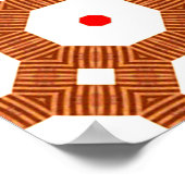 シームレス伝統的なモロッコ茶色、白と赤 ポスター (角)