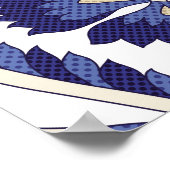 シームレス伝統的インディアンブルーペイズリーパターン ポスター (角)