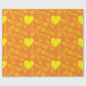 シームレス学校ハート及び鉛筆包み紙 ラッピングペーパー (フラット)