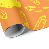 シームレス学校ハート及び鉛筆包み紙 ラッピングペーパー (ロールコーナー)