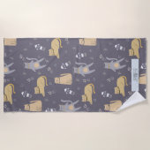 シームレス宇宙の猫名前をカスタムする ビーチタオル (正面)