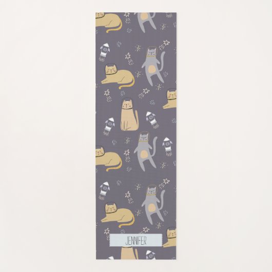 シームレス宇宙の猫名前をカスタムする ヨガマット (正面)