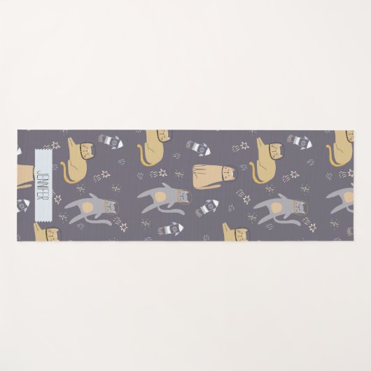 シームレス宇宙の猫名前をカスタムする ヨガマット (正面(横))