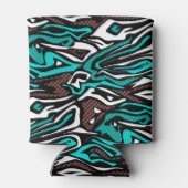 シームレス抽象芸術ゼブラ皮モダン革ブルーb 缶クーラー (裏面)