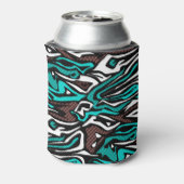 シームレス抽象芸術ゼブラ皮モダン革ブルーb 缶クーラー (缶裏面)