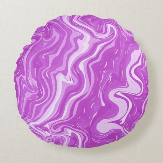 シームレス抽象芸術大理石ピンクパターン装飾用クッション ラウンドクッション (正面)