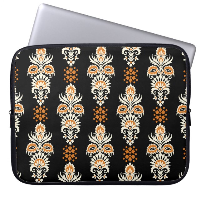 シームレス抽象芸術幾何フローラデザイン ラップトップスリーブ (正面)