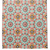 シームレス抽象芸術幾何学円曼荼羅 シャワーカーテン (正面)