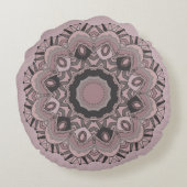 シームレス抽象芸術装飾ピンク赤面ブラックデコ ラウンドクッション (裏面)