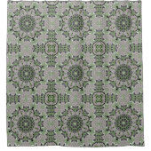 シームレス抽象芸術装飾用グレーグリーンブラックデコ シャワーカーテン (正面)