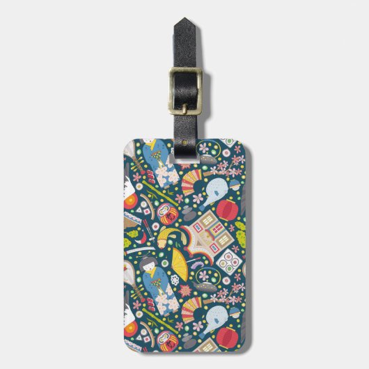 シームレス日本のなパターン ラゲッジタグ (正面縦)